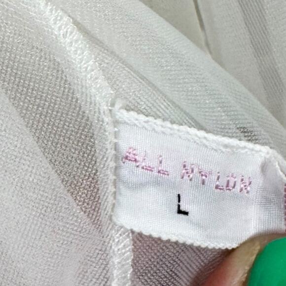 Vintage Shadowline White Nylon Chiffon Robe Large Babydoll Open Front Sleepwear - Picture 6 of 7